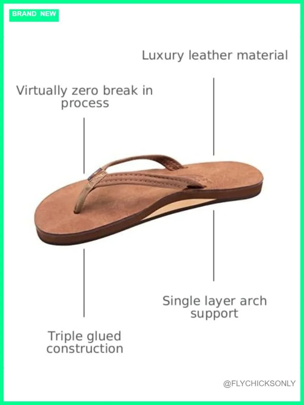 Ladies Luxury Leather Flip Flops with Arch Support Slip On Sandals